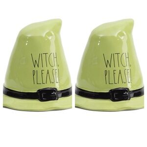 RAE DUNN NEW Lot of 2 Green Witch Hat Decor 7” Ceramic